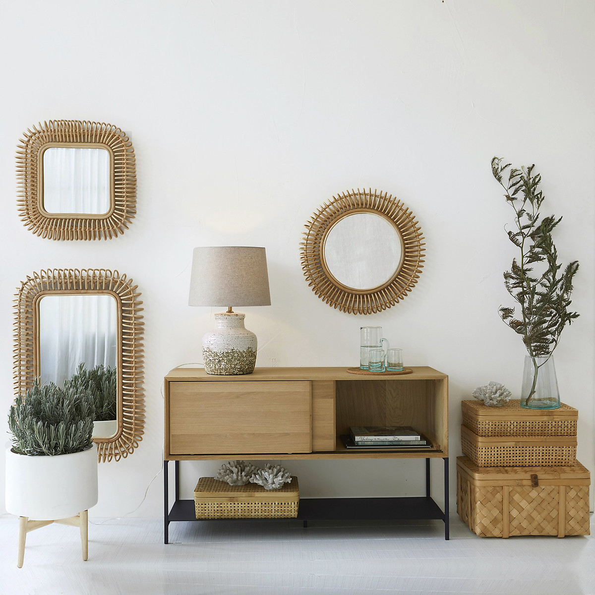 AM.PM<br>Espelho em rattan, Tarsile, redondo ø60 cm