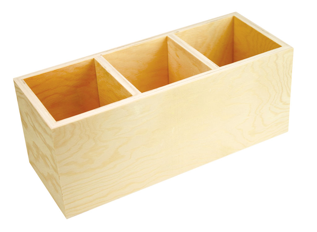Caissette 3 compartiments en bois à personnaliser 24x9.5x9.5cm