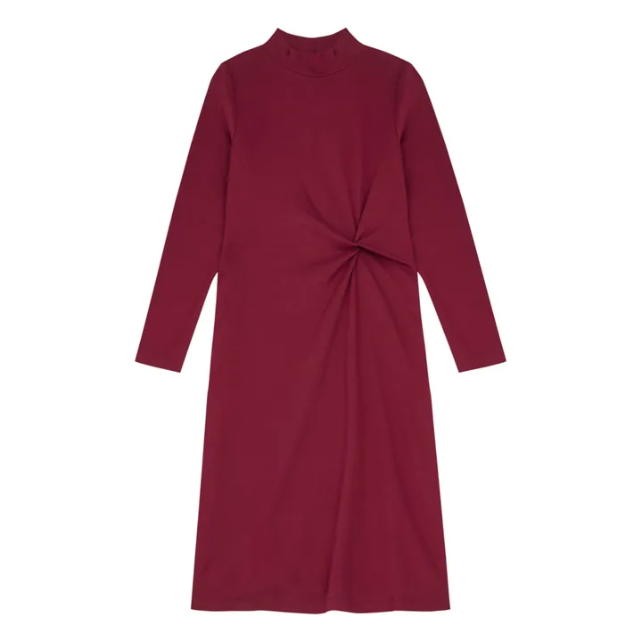 SMALLABLE BASICS Robe Longue Nouée Femme Coton Organique | Bordeaux