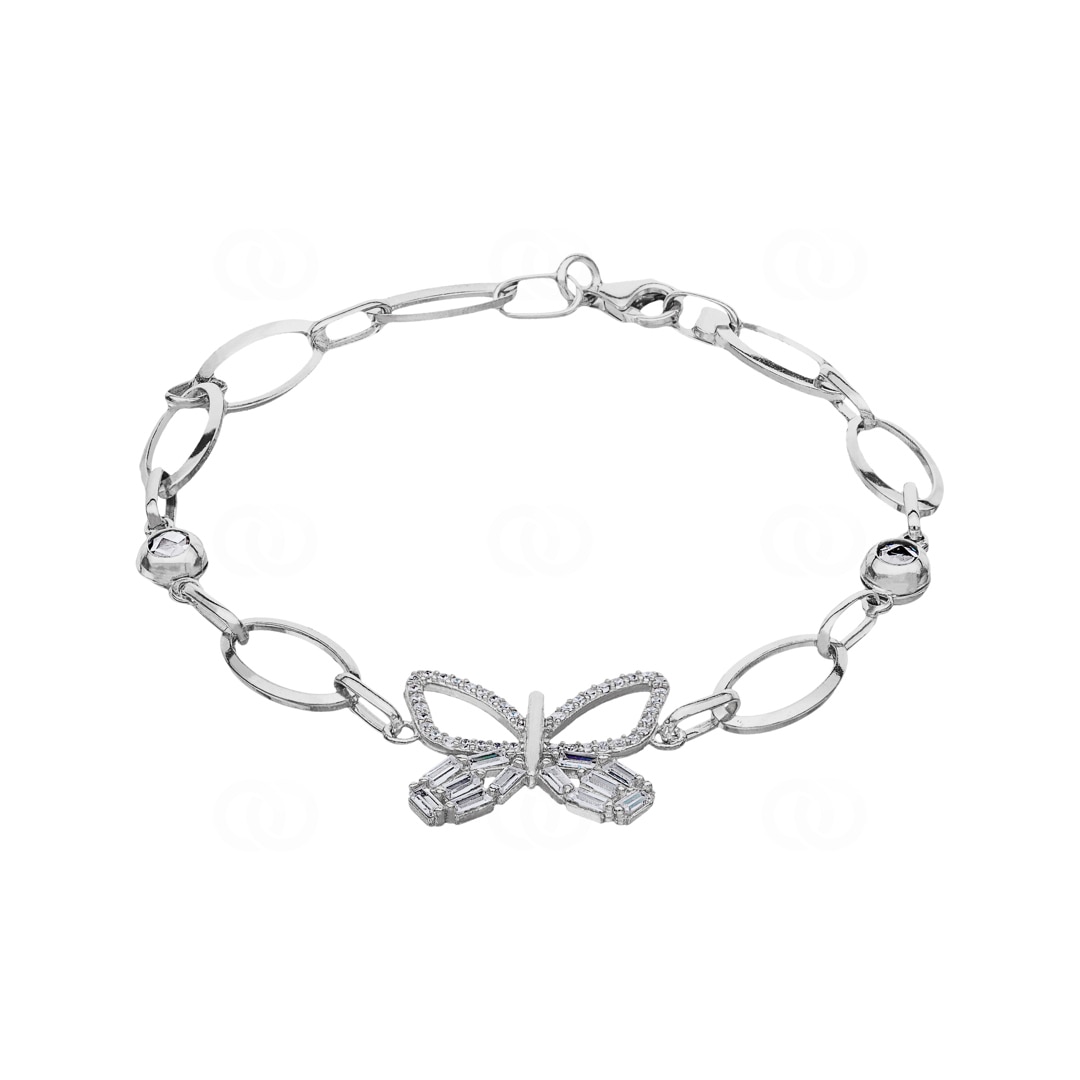 Armband 925 Silber rhodiniert Schmetterling mit Zirkonia