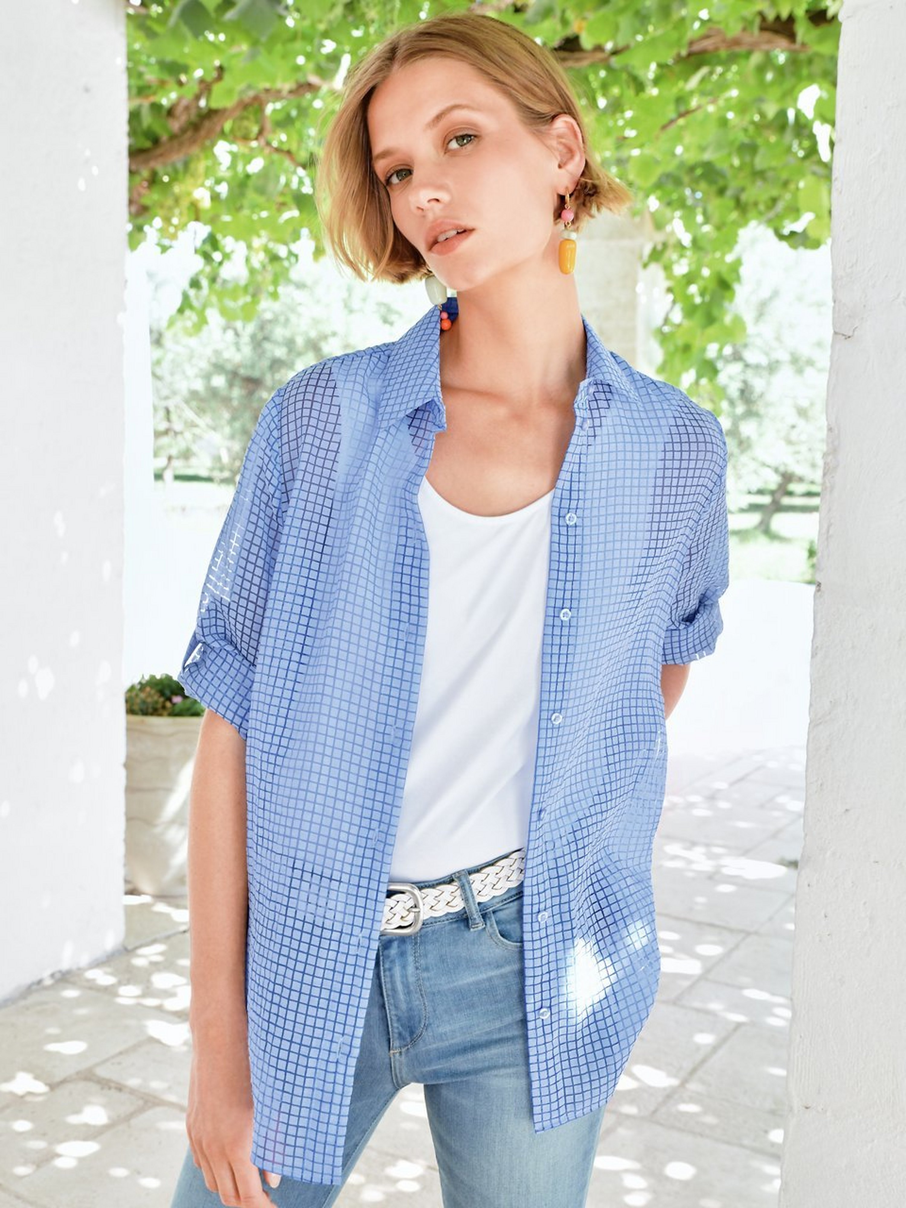 Long-Bluse mit 3/4-Arm