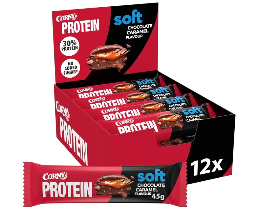 Corny Protein Soft Chocolate Caramel Flavour 12x45g=540g MHD:9.8.25