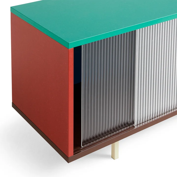 HAY - Colour Cabinet M mit Glastüren, 120 x 51 cm, dark mint (freistehend)