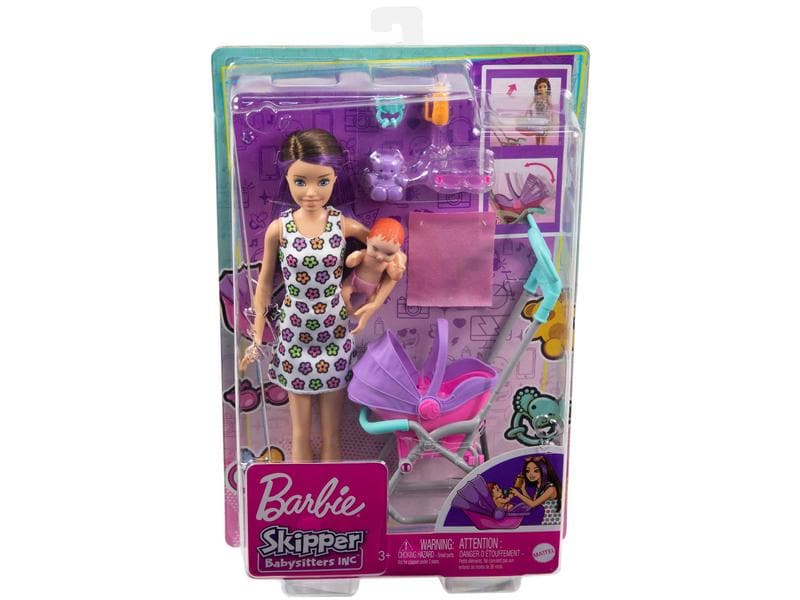 Barbie Spielset Skipper Babysitters Inc. Puppe Skipper-Set mit Kinderwagen, Baby und Zubehör