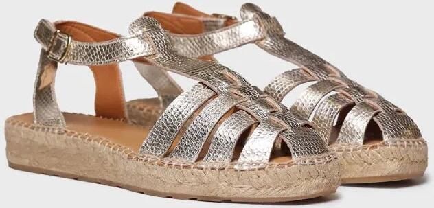 Toni Pons Evian leren espadrilles met dierenprint bruin metallic