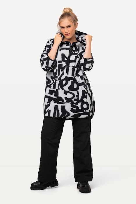 Long-Fleecehoodie, Oversized, Kapuze, Langarm