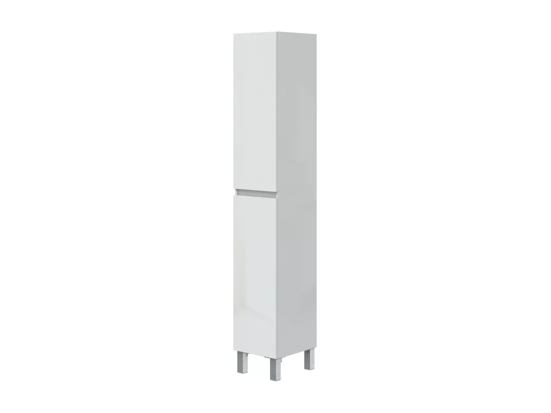 Colonne de salle de bain avec 2 portes sans poignée coloris blanc - Longueur 30 x Profondeur 35 x Hauteur 182 cm