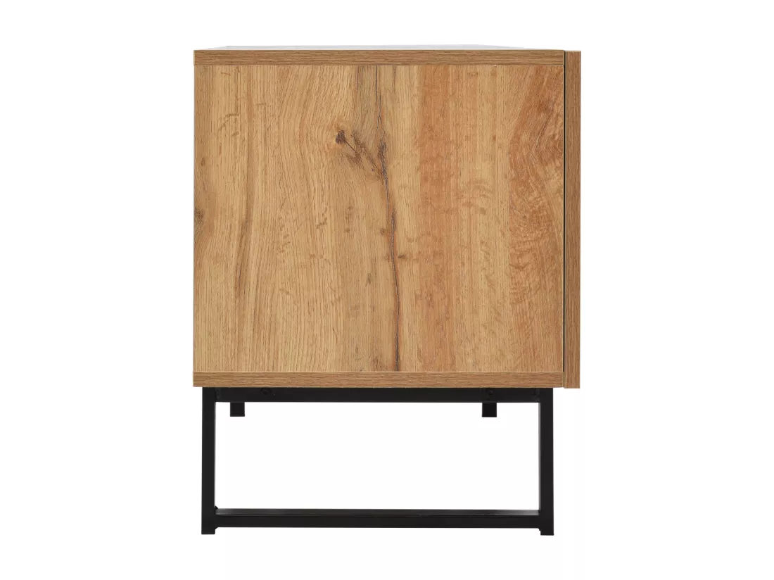 Meuble TV 190cm, avec 2 tiroir, 2 portes, 2 compartiment ouvert, style scandinave, Commode TV en chêne sauvage - Marron