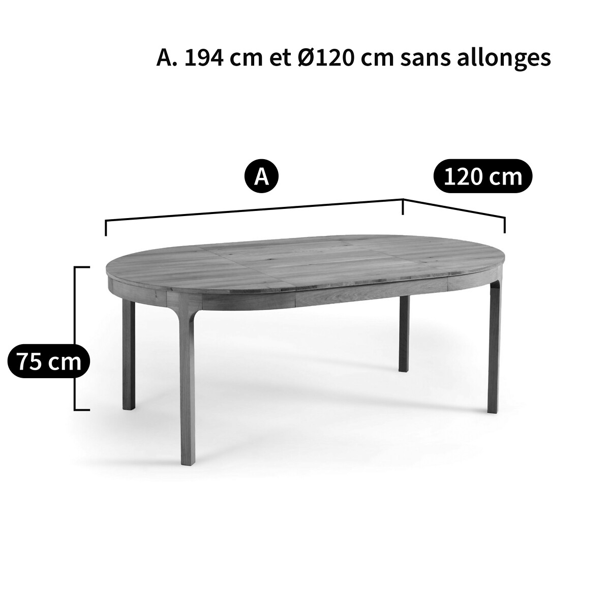 AM.PM<br>Mesa redonda com extensão Ø120 cm, Amalrik
