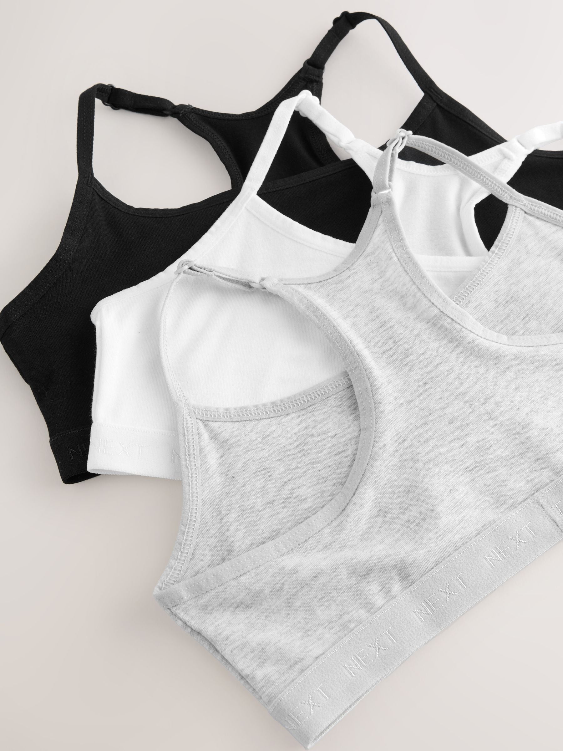 Zwart/wit - Set van 3 cropped tops met racerback en bandjes (5-16jr)