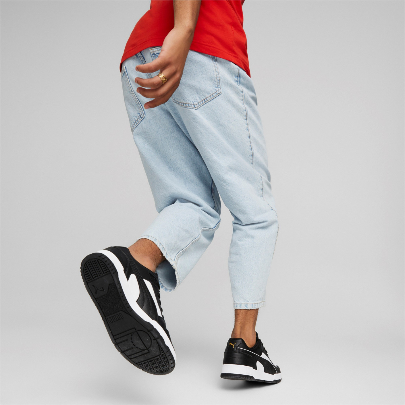 PUMA Rebound Game Low Sneakers Zwart Wit Goud