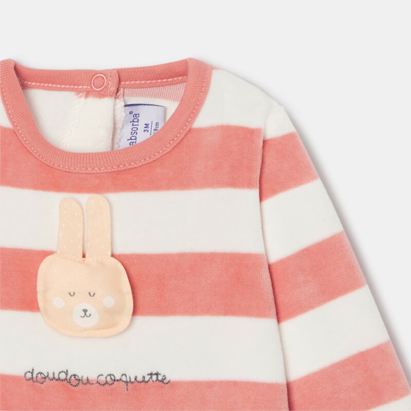 Dors-bien bébé velours rayé rose mixte Absorba Aucune nuance