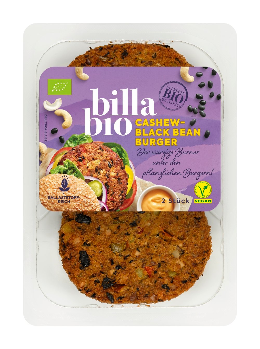 BILLA Bio Cashew Black Bean Burger