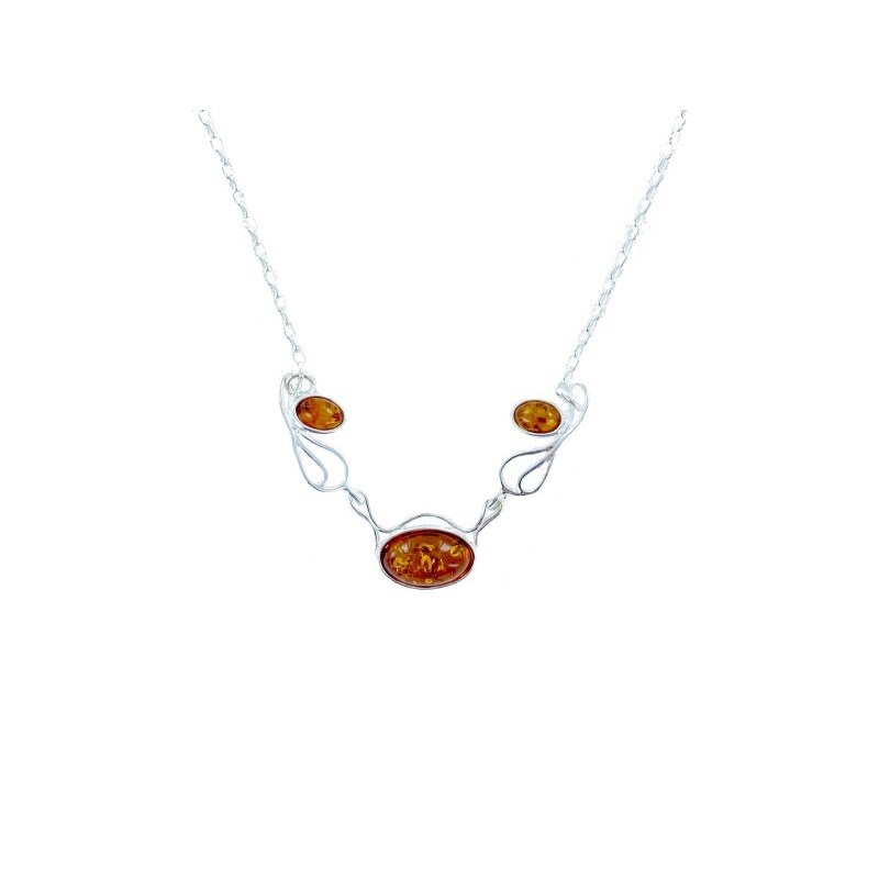 Collier argent 925 Ambre veritable de la mer Baltique