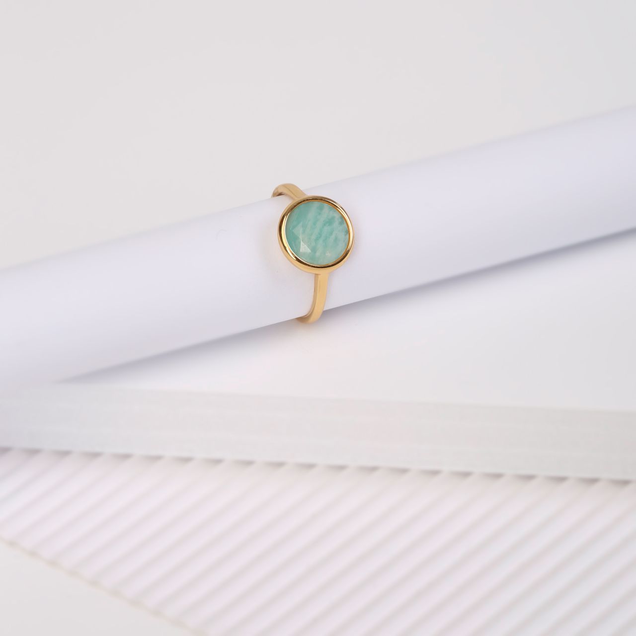 Zilveren ring gold Gemstone amazonite