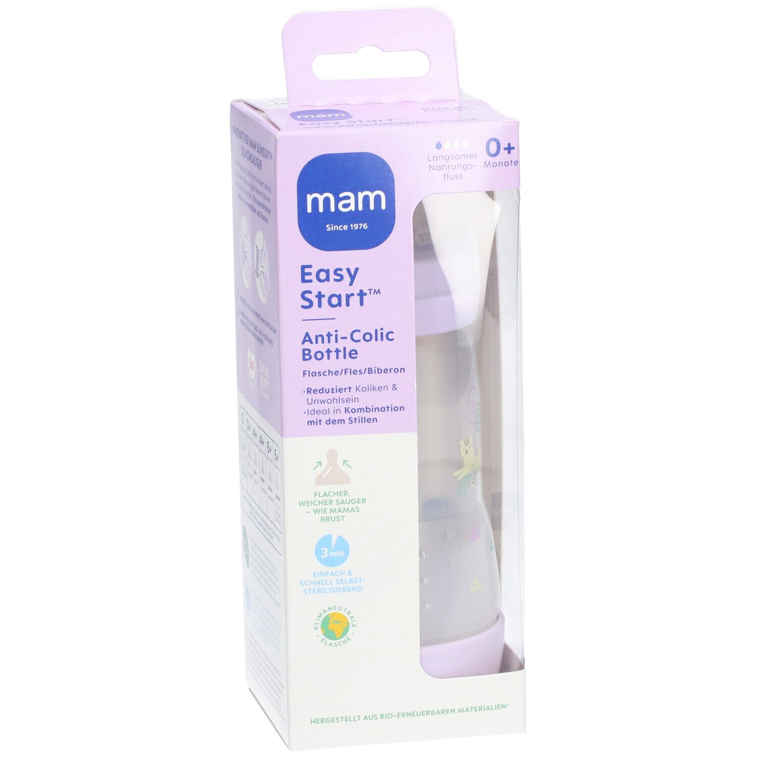 MAM Babyflasche Easy Start Anti-Colic 260 ml, lila