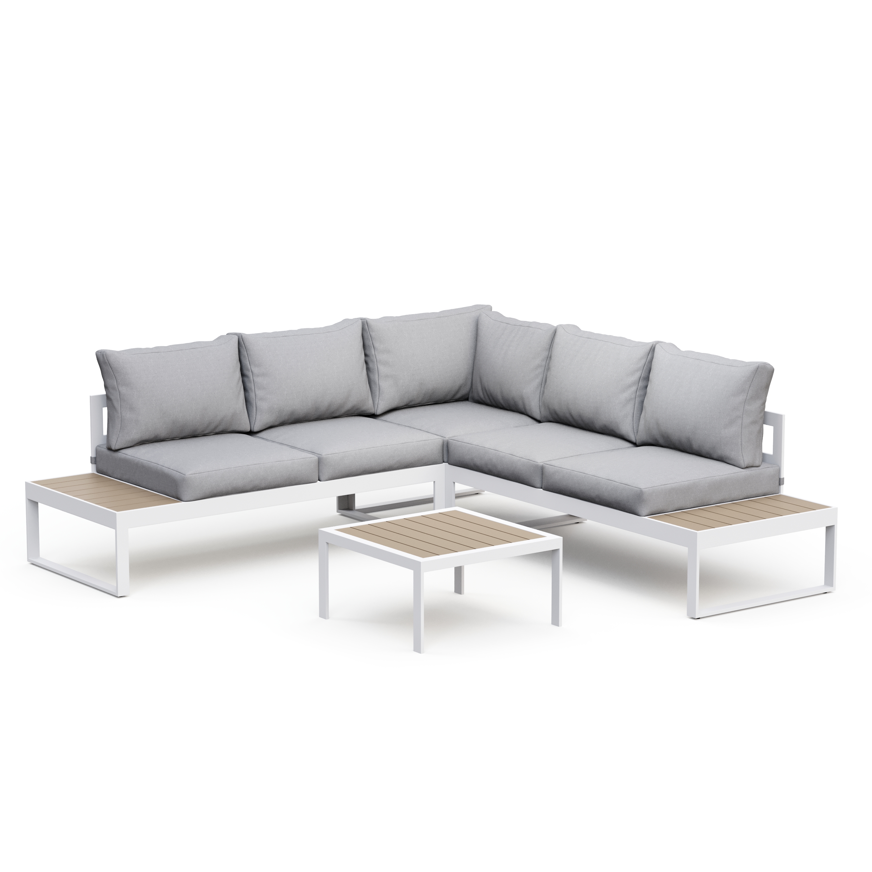 Lounge CAMILA hellgrau/weiss/braun
