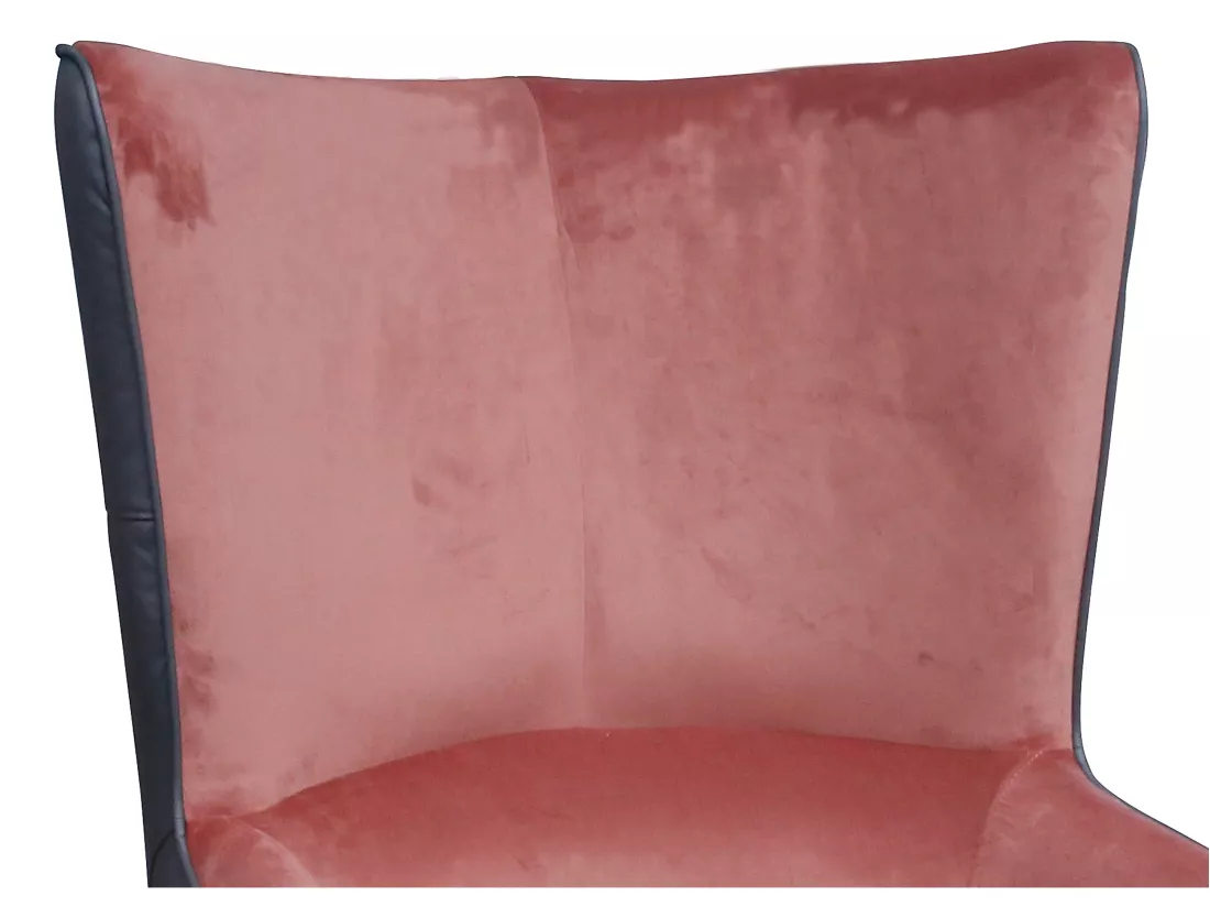 Fauteuil en velours rose et structure anthracite MENDOCINO