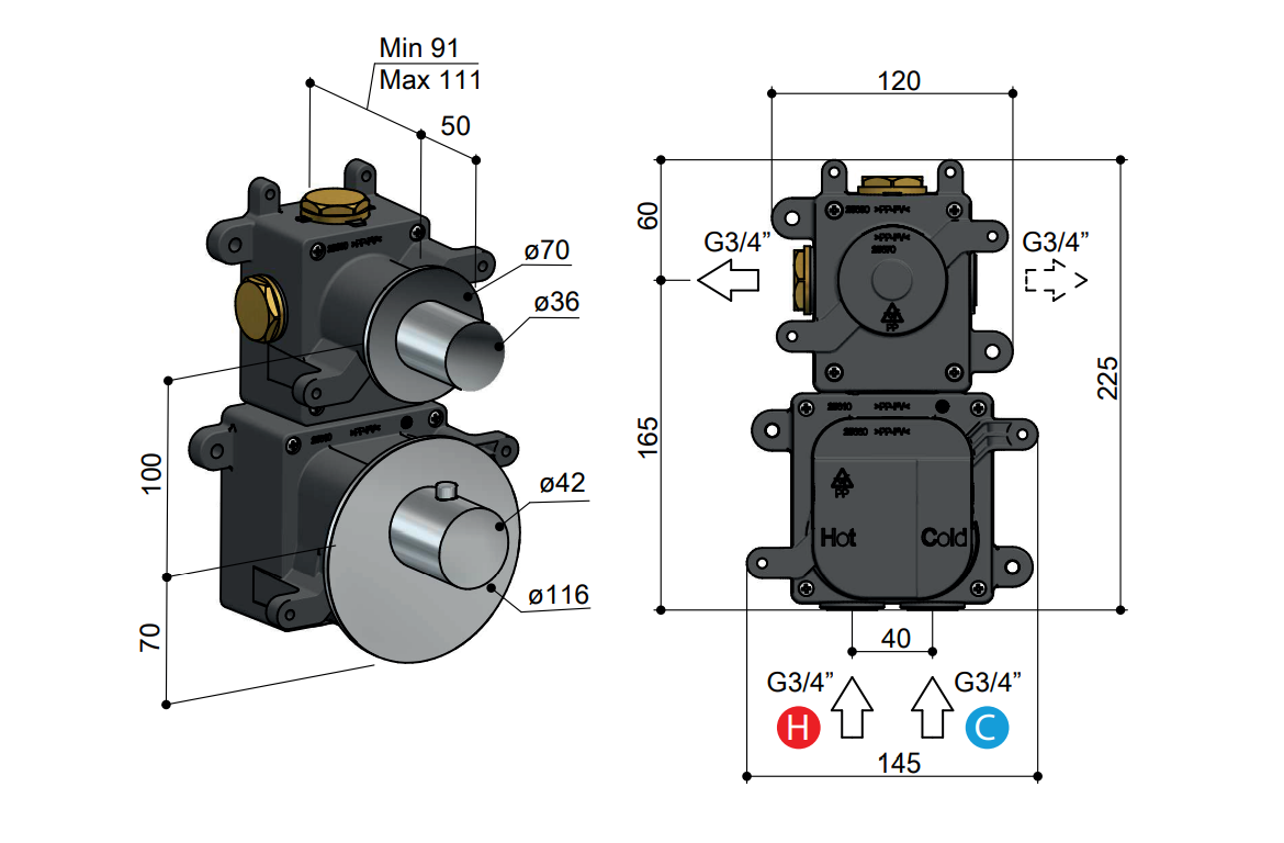 Hotbath Mate MHF001 High Flow inbouwdeel