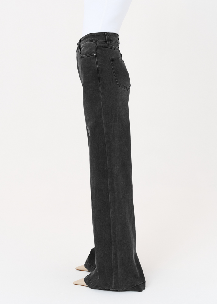 Wide flared jeans iron zwart