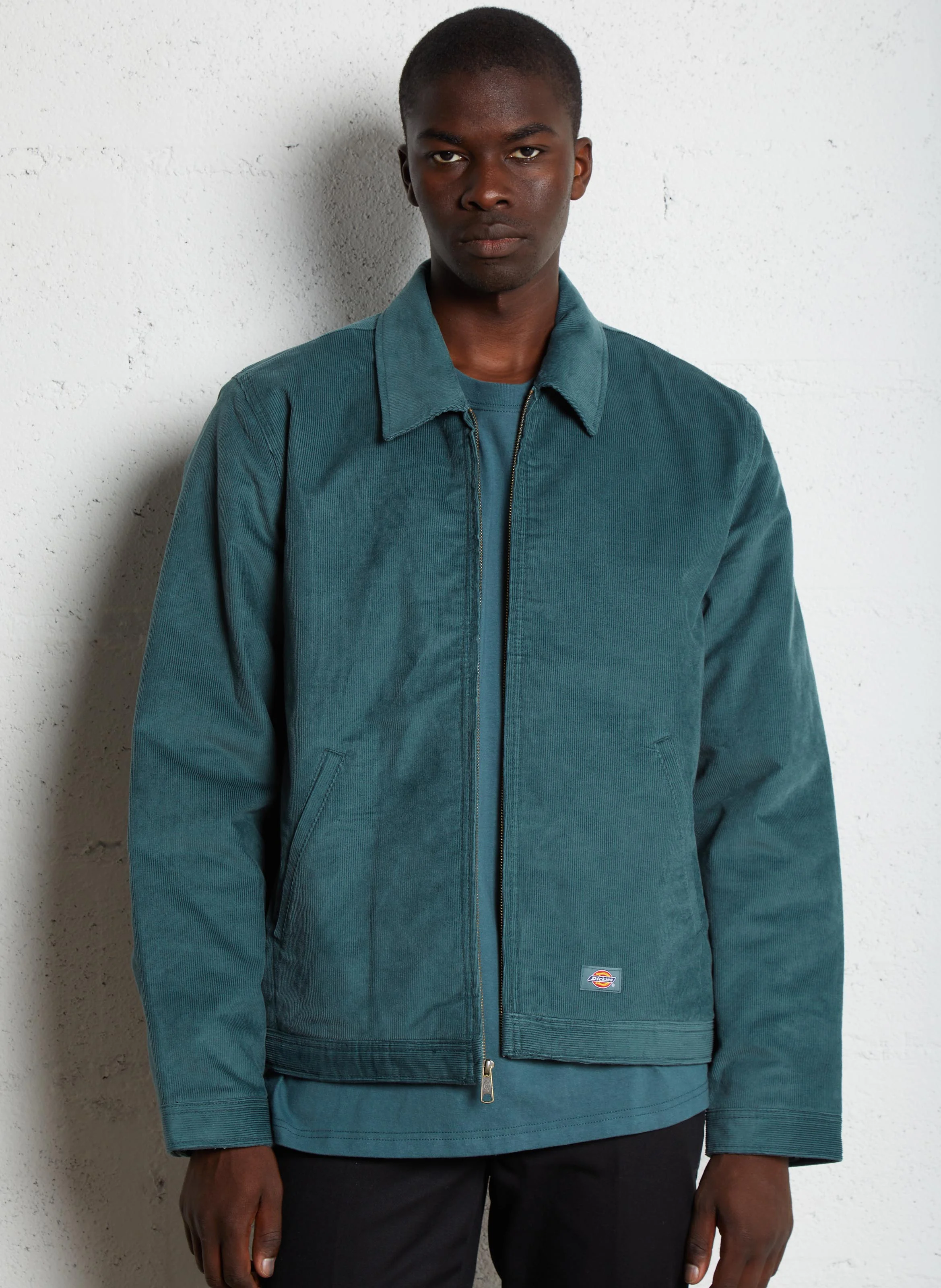 CORDUROY - Veste droite col classique en coton mélangé | Vert