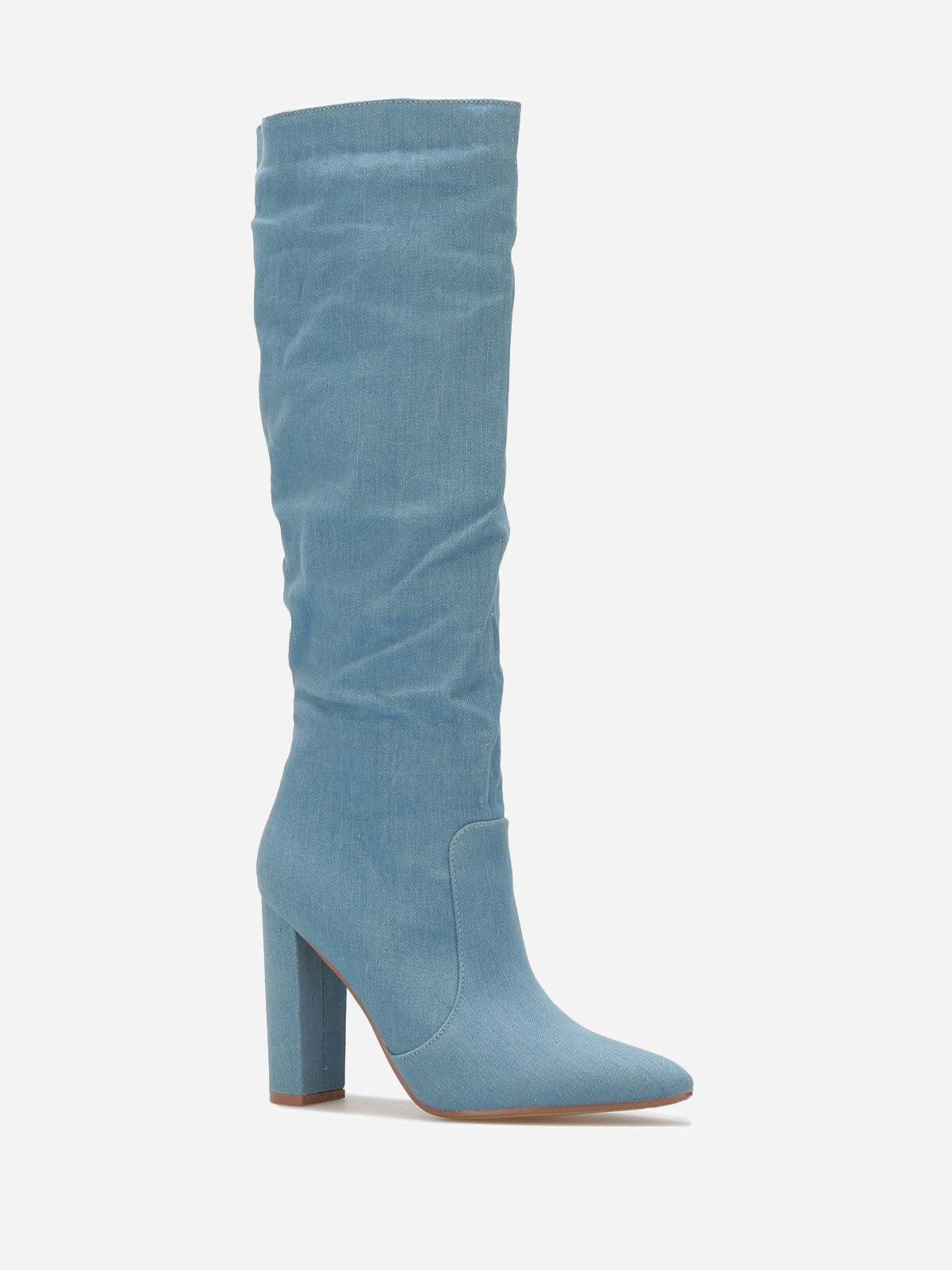 Bottes en denim à bout pointu- Bleu