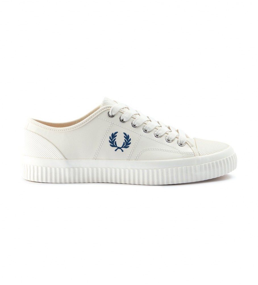 chinelos de couro branco Fred Perry Hughes