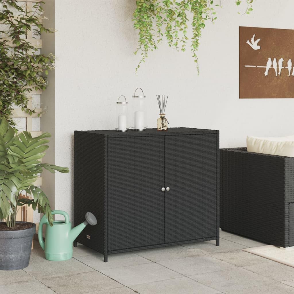 Kangmusi Gartenschrank Schwarz 83x45x76 cm Poly Rattan, kangmusi365543