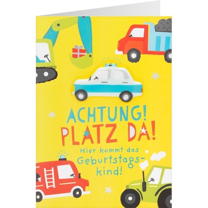Geburtstagskarte - Achtung! Platz da! - Hier kommt das Geburtstagskind!