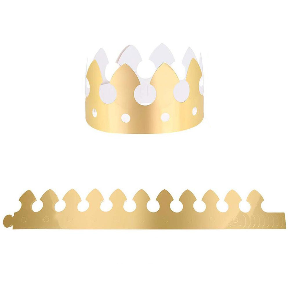 (10er Set) 58x9cm Metallic Party Krone Verstellbare Karton Krone Accessoire - Gold