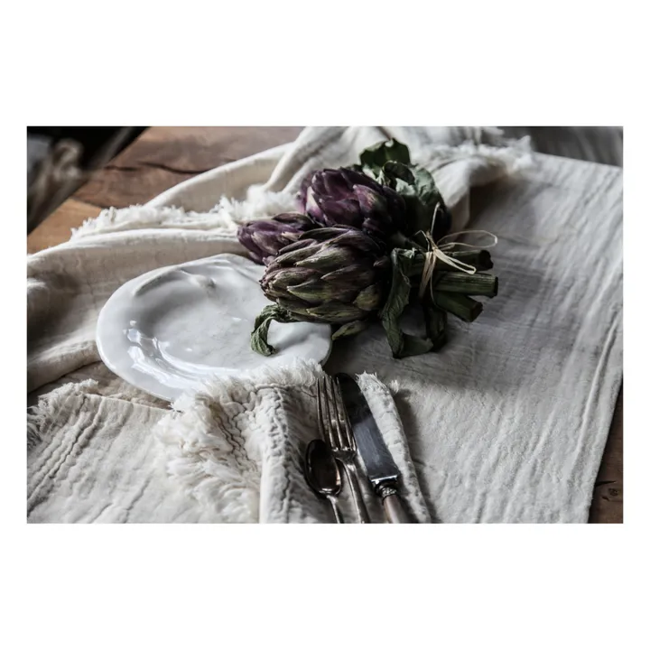 Autumn Serviette de table Hanöi en double gaze de coton frangé - Set de 2 | Lait