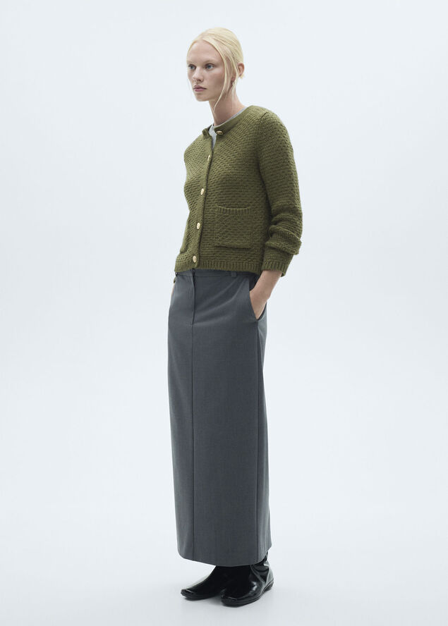 MANGO Knitted jacket. -- CUNA Beige - khaki