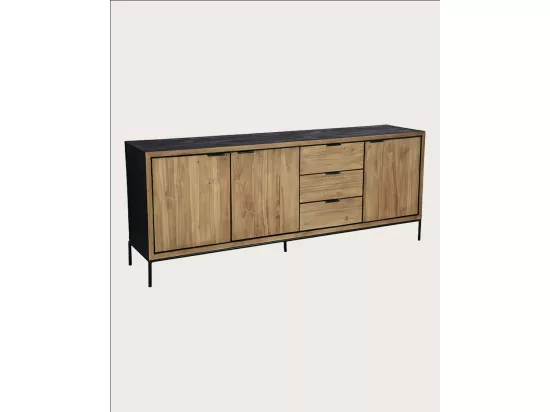 Indra grand - Grand buffet bas en teck recyclé bicolore 200 cm
