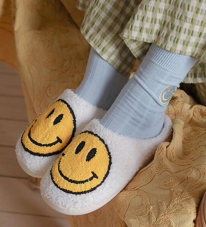 By St?r Hjemmesko - Hvid/Gul m. Smiley