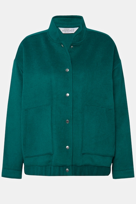 Blouson, oversized, Wolloptik, Collegekragen, elastischer Saum