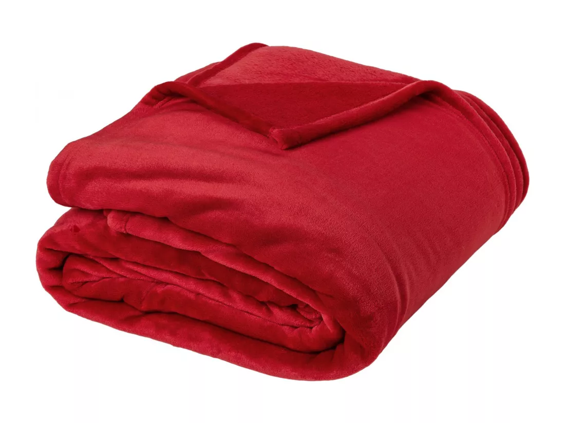 Couverture polaire microvelours 180x220 cm VELVET Rouge Lipstick