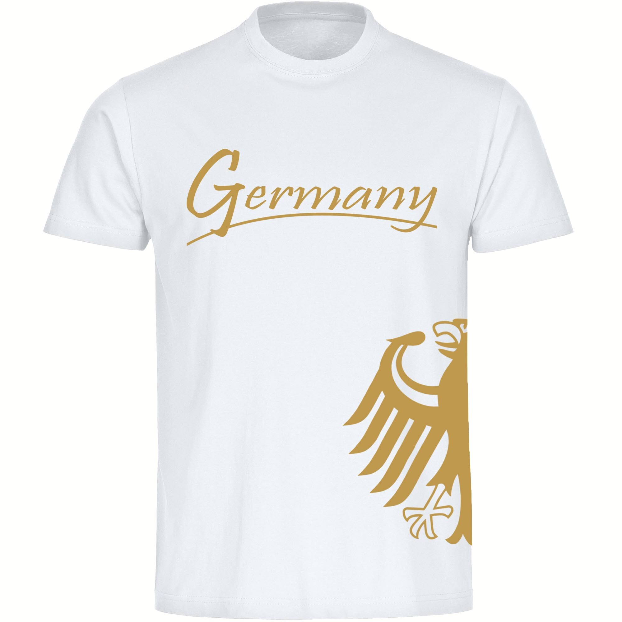multifanshop® Herren T-Shirt- Germany - Adler seitlich Gold - Druck gold metallic