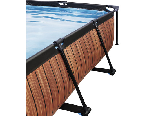 EXIT WoodPool rechthoekige opzetzwembadset 300x200x65 cm inclusief cartridgefiltersysteem & houtlook afdekking