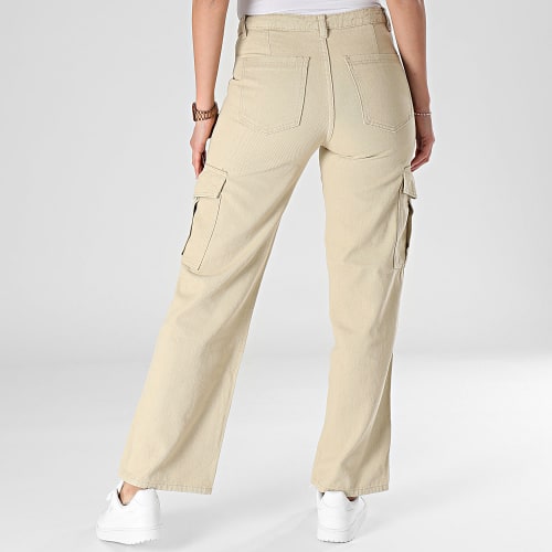 Pantalon Cargo Jean Femme Beige