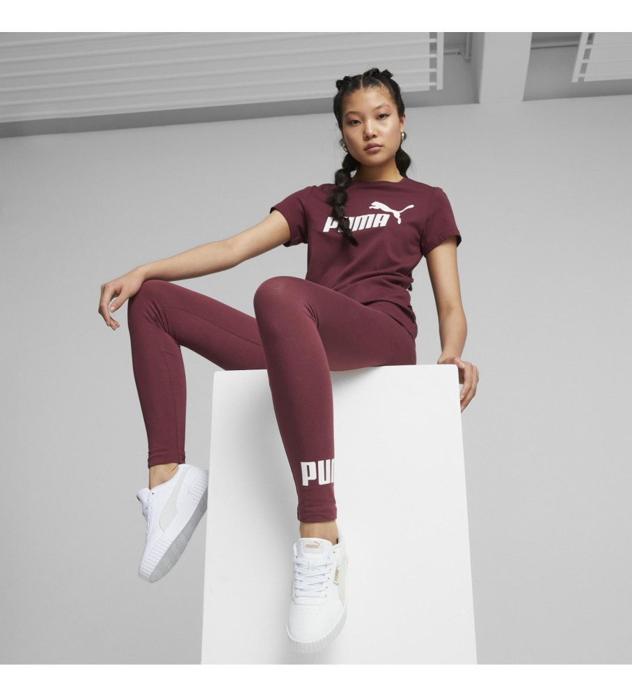 Calça legging Puma Essentials com logo, cor bordô