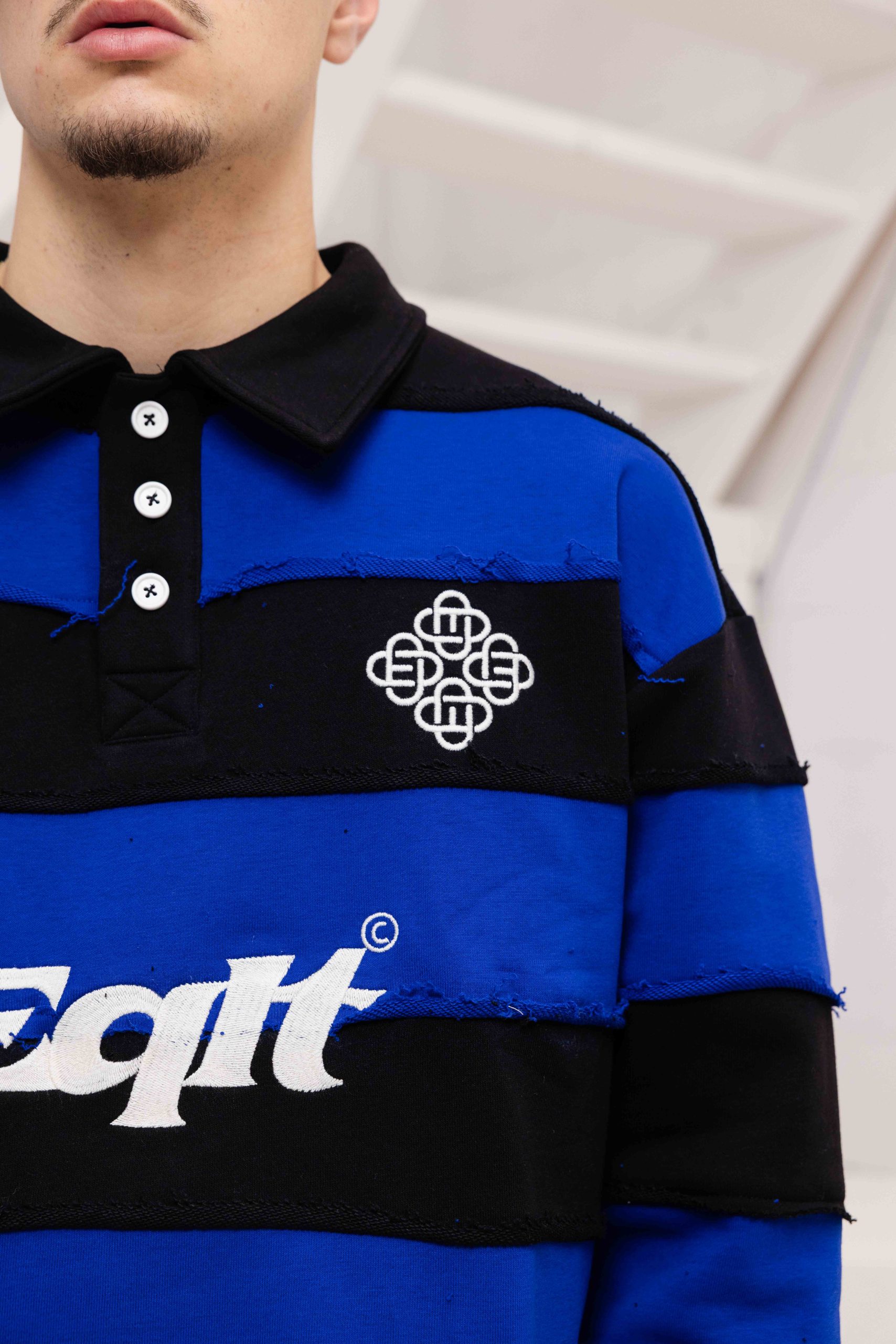 Equalité Stripe Jersey Polo Heren Zwart/Blauw
