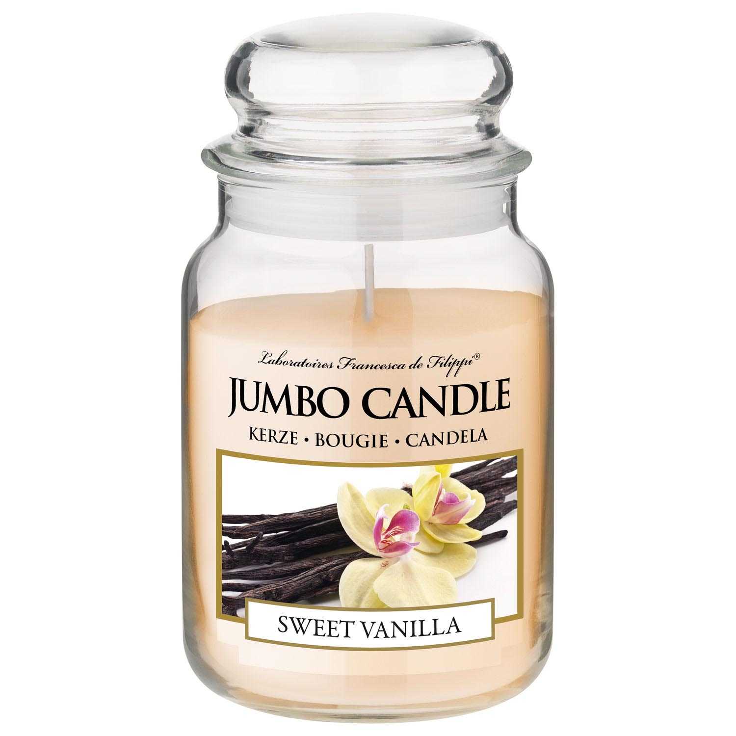 Jumbo Duftkerze im Glas Sweet Vanilla 550 g Brenndauer 150 Stunden