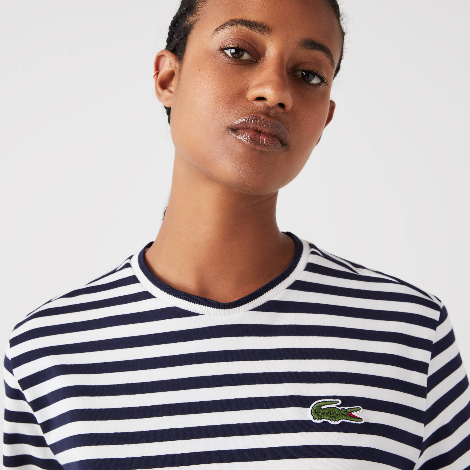 T-shirt femme loose fit Lacoste à rayures en jersey de coton T-Shirts - Bleu - Lacoste - Femme
