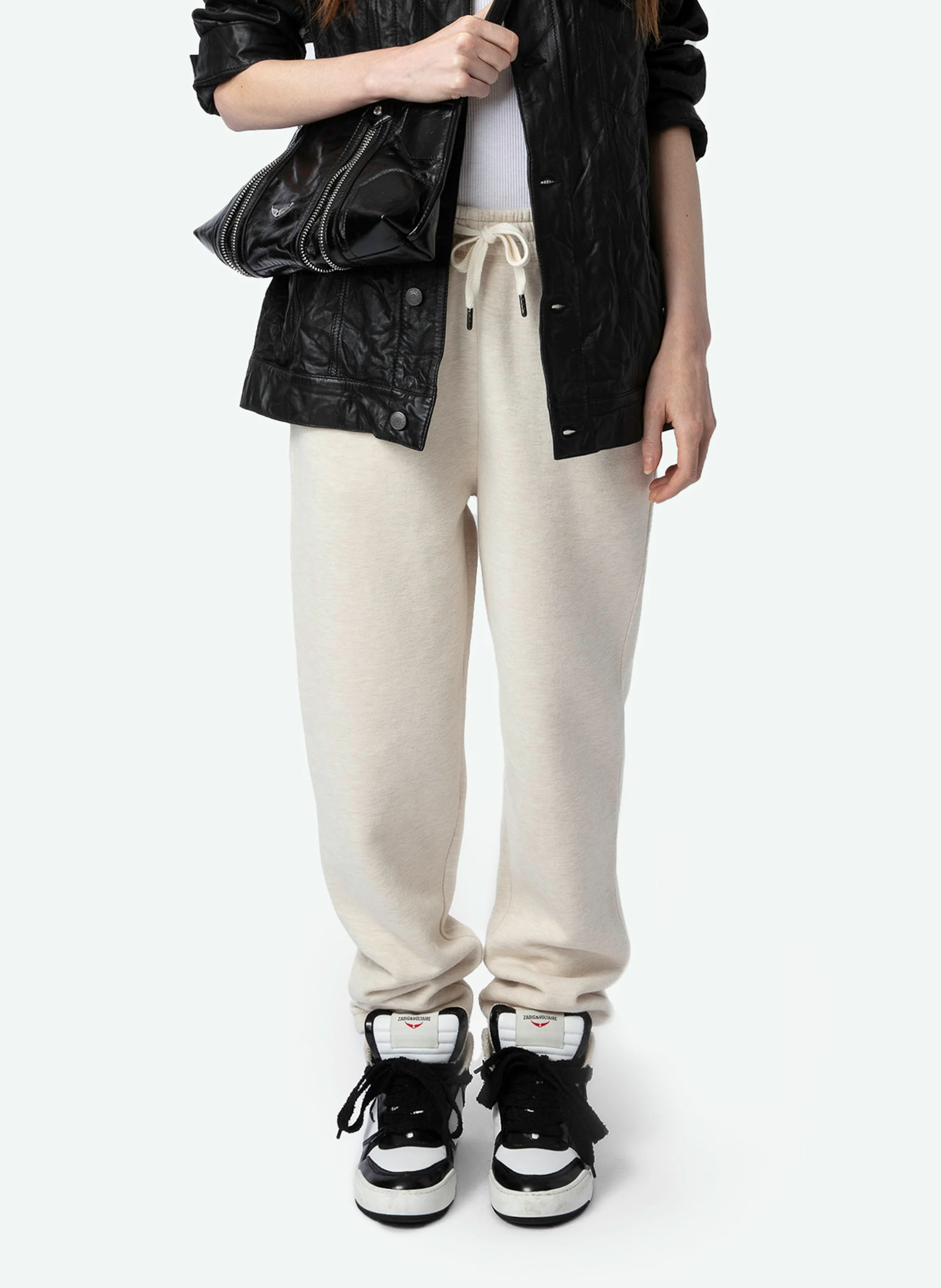 SOFIA - Pantalon de jogging droit en coton bio mélangé | Blanc