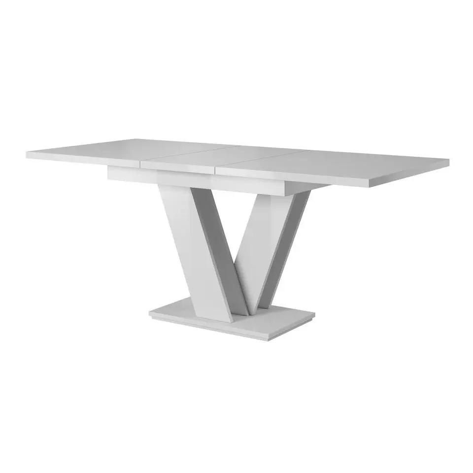 Meubella - Eetkamertafel Moris - Hoogglans wit - 160 cm - Uitschuifbaar