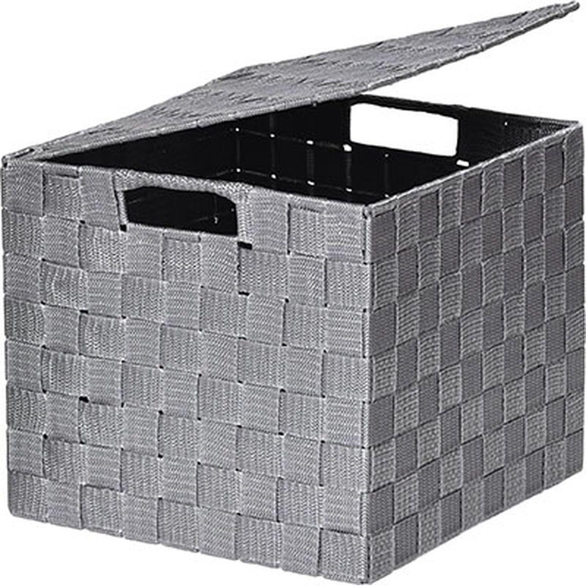 PANIER CARRE POLYESTER AVEC COUVERCLE GRIS TAILLE L