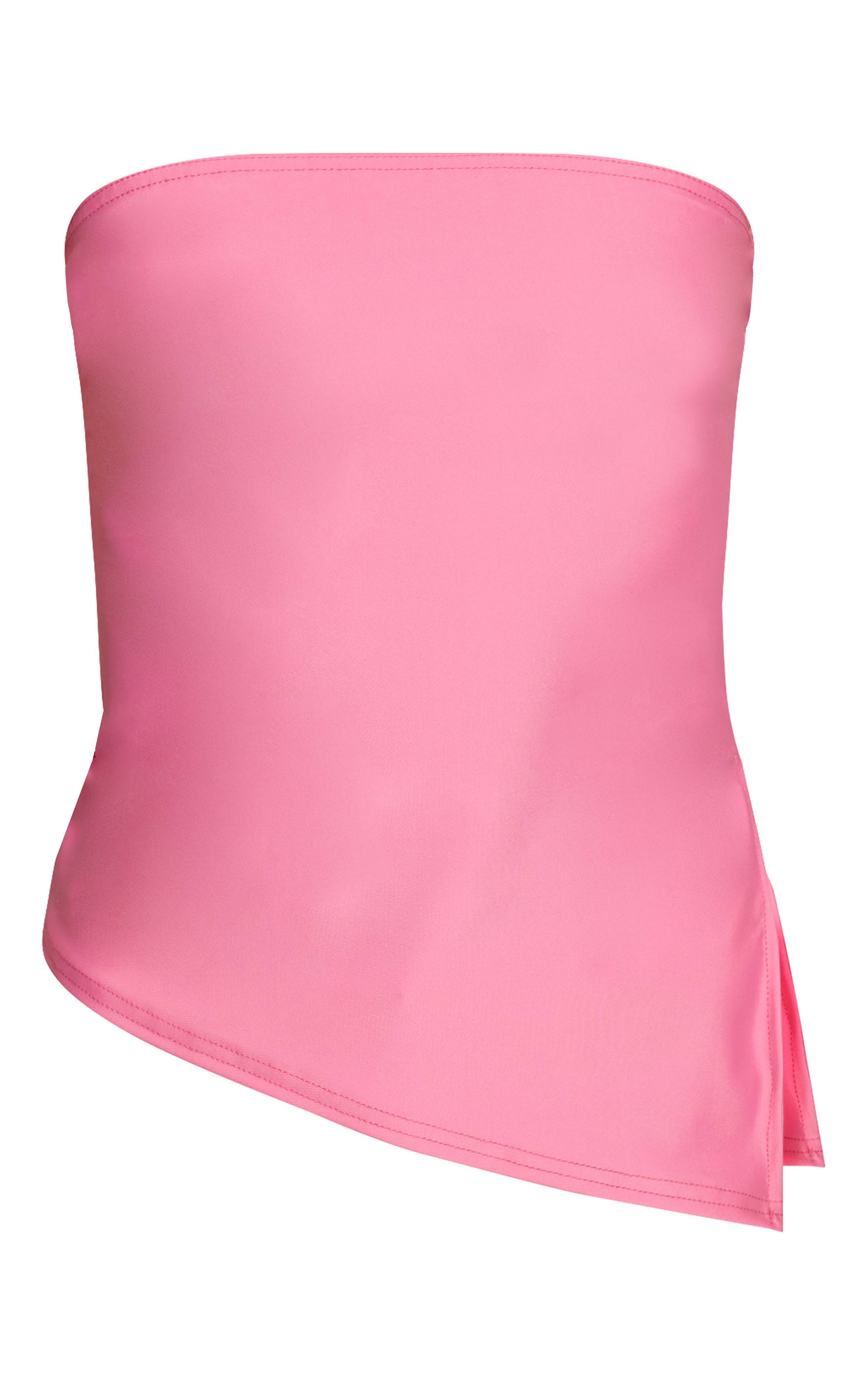 Rose Top Bandeau Asymétrique Slinky Contour À Ourlet Fendu Longue Coupe