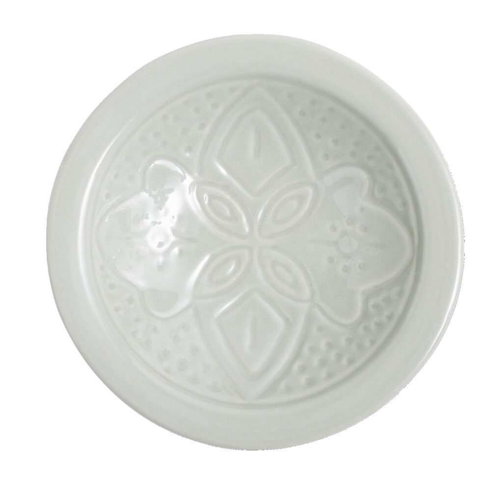 Coupelle creuse faïence unie verte avec motif en relief Ø14xH4cm