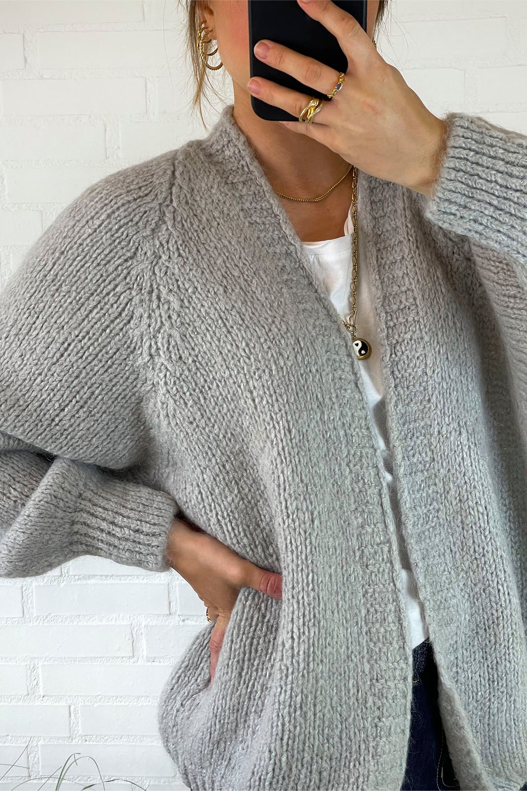 Noella Fora Knit Cardigan light grey