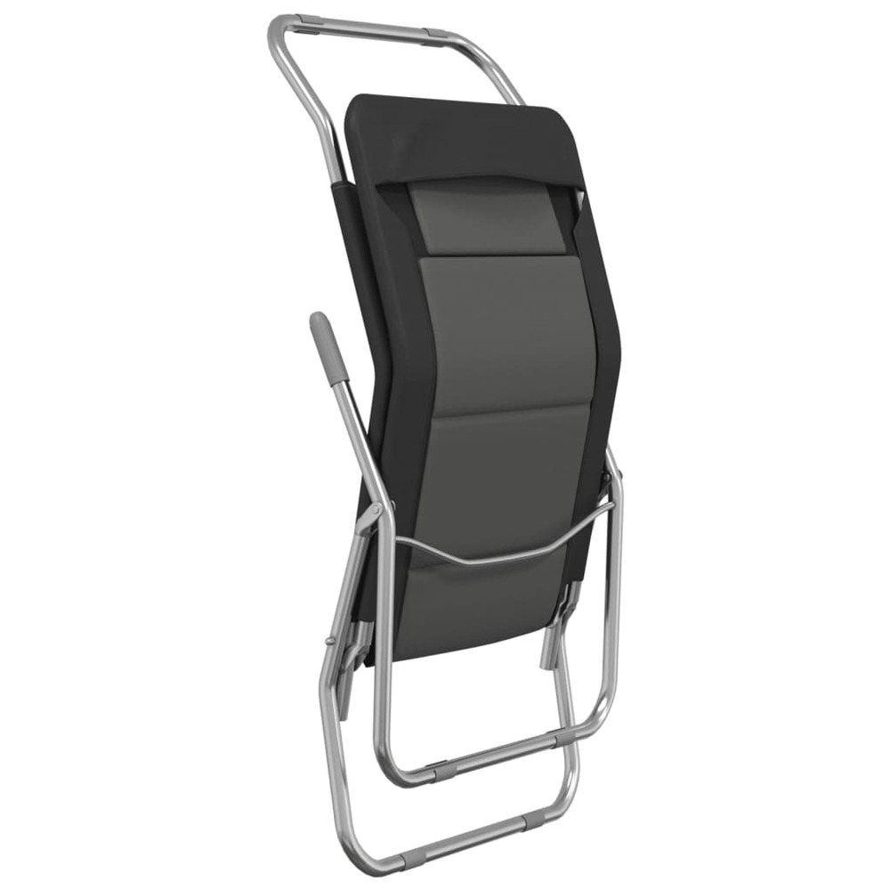 Chaises longues pliables 2 pcs noir textilène et acier